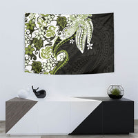 Monstera Plumeria Flowers Olive Green Tapestry Polynesian Pattern LT01 - Polynesian Pride