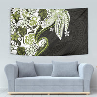 Monstera Plumeria Flowers Olive Green Tapestry Polynesian Pattern LT01 - Polynesian Pride