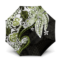 Monstera Plumeria Flowers Olive Green Umbrella Polynesian Pattern LT01 One Size Folded 11.42 inch Opened Diameter 37.4 inch Green - Polynesian Pride