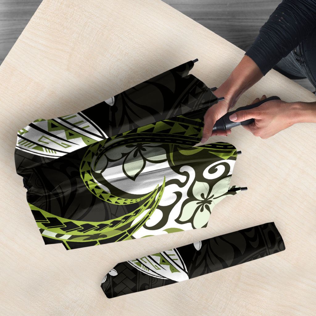 Monstera Plumeria Flowers Olive Green Umbrella Polynesian Pattern LT01 - Polynesian Pride