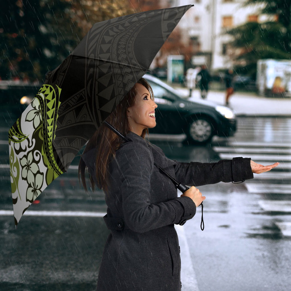 Monstera Plumeria Flowers Olive Green Umbrella Polynesian Pattern LT01 - Polynesian Pride