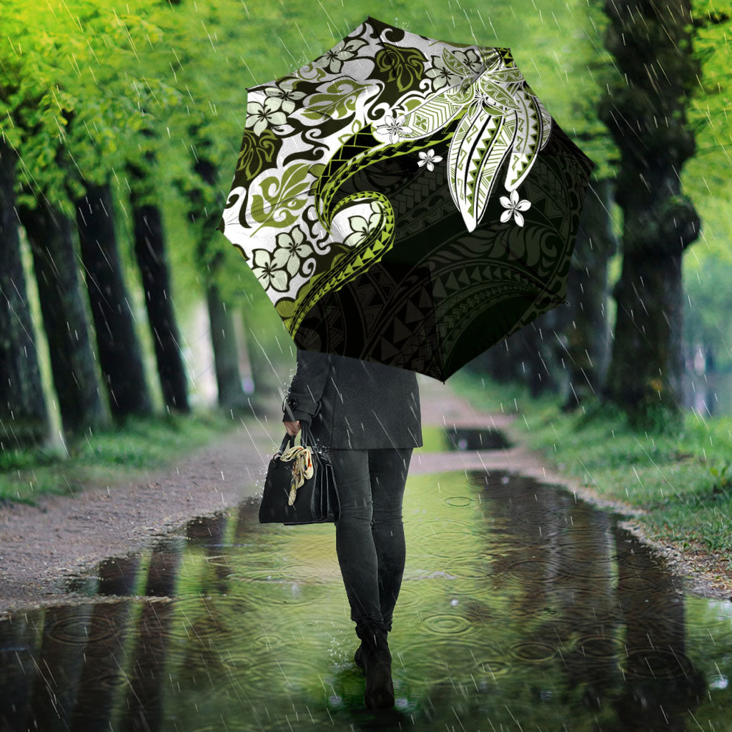Monstera Plumeria Flowers Olive Green Umbrella Polynesian Pattern LT01 - Polynesian Pride