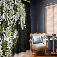 Monstera Plumeria Flowers Olive Green Window Curtain Polynesian Pattern LT01 - Polynesian Pride