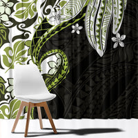 Monstera Plumeria Flowers Olive Green Window Curtain Polynesian Pattern LT01 - Polynesian Pride