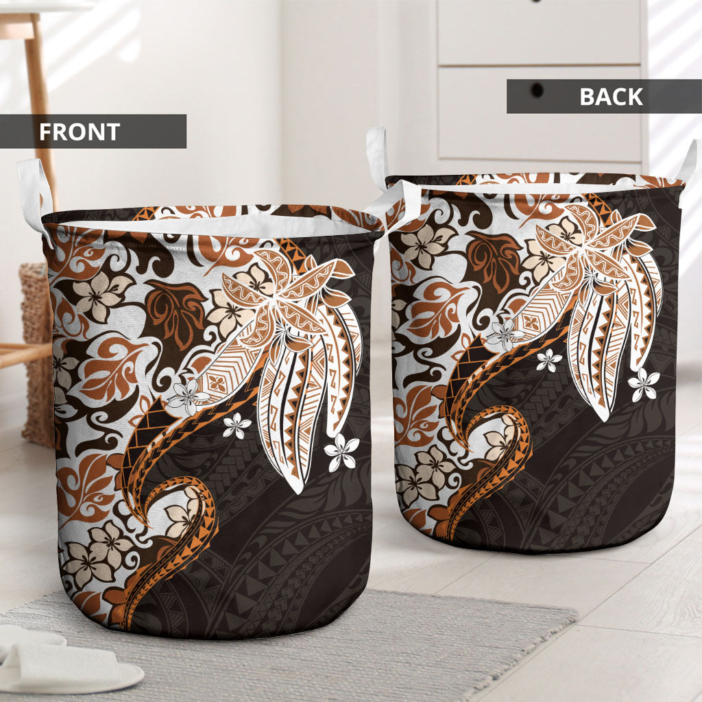 Monstera Plumeria Flowers Orange Laundry Basket Polynesian Pattern LT01 - Polynesian Pride
