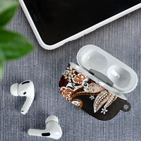 Monstera Plumeria Flowers Orange AirPods Case Polynesian Pattern