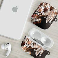 Monstera Plumeria Flowers Orange AirPods Case Polynesian Pattern
