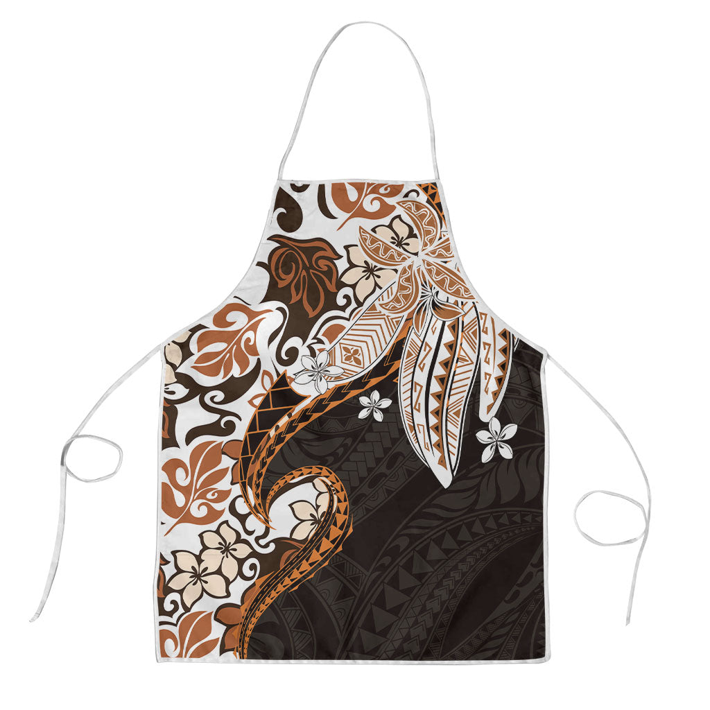Monstera Plumeria Flowers Orange Apron Polynesian Pattern LT01 Orange - Polynesian Pride