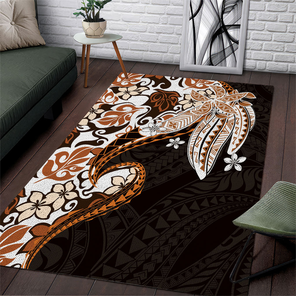 Monstera Plumeria Flowers Orange Area Rug Polynesian Pattern LT01 Orange - Polynesian Pride