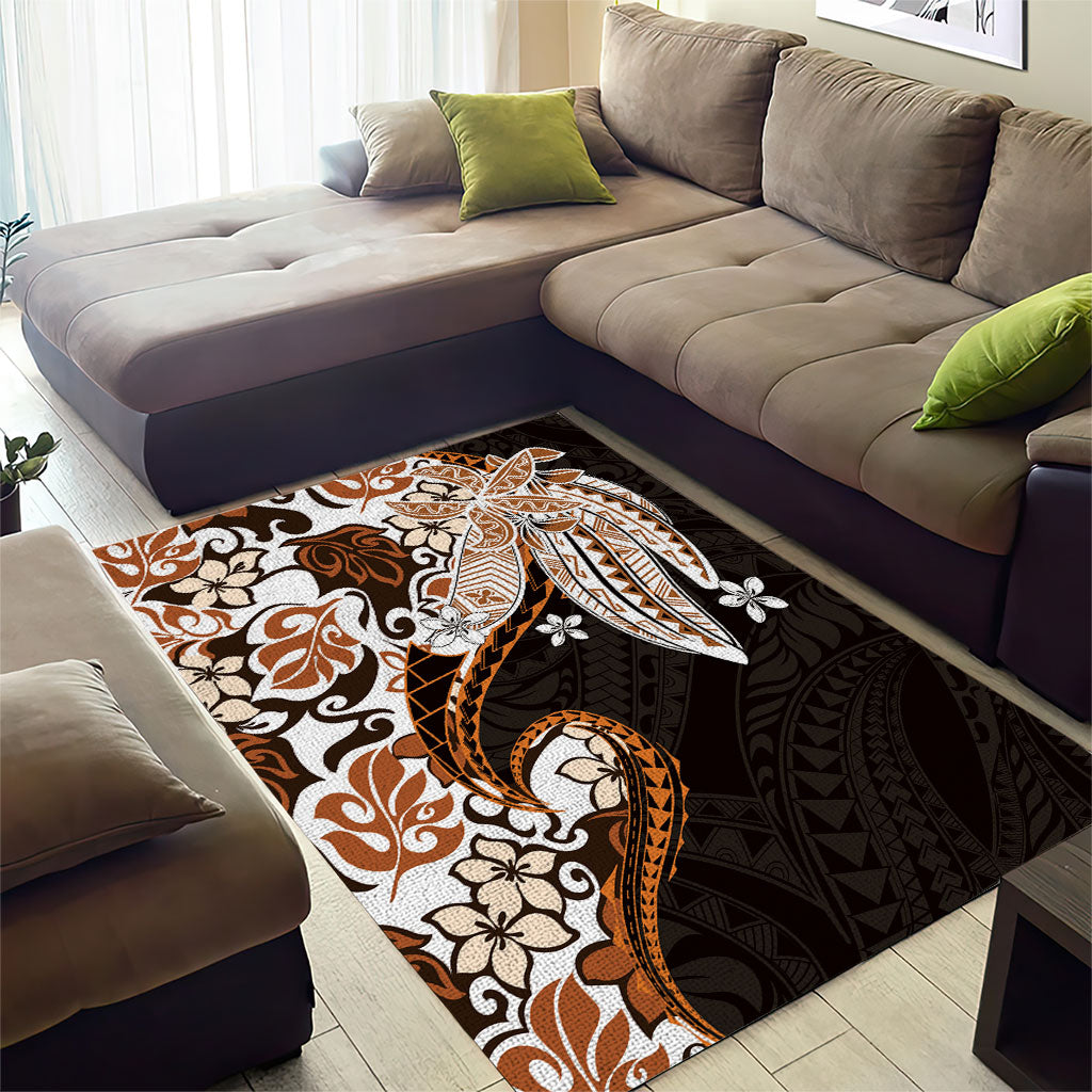Monstera Plumeria Flowers Orange Area Rug Polynesian Pattern LT01 - Polynesian Pride