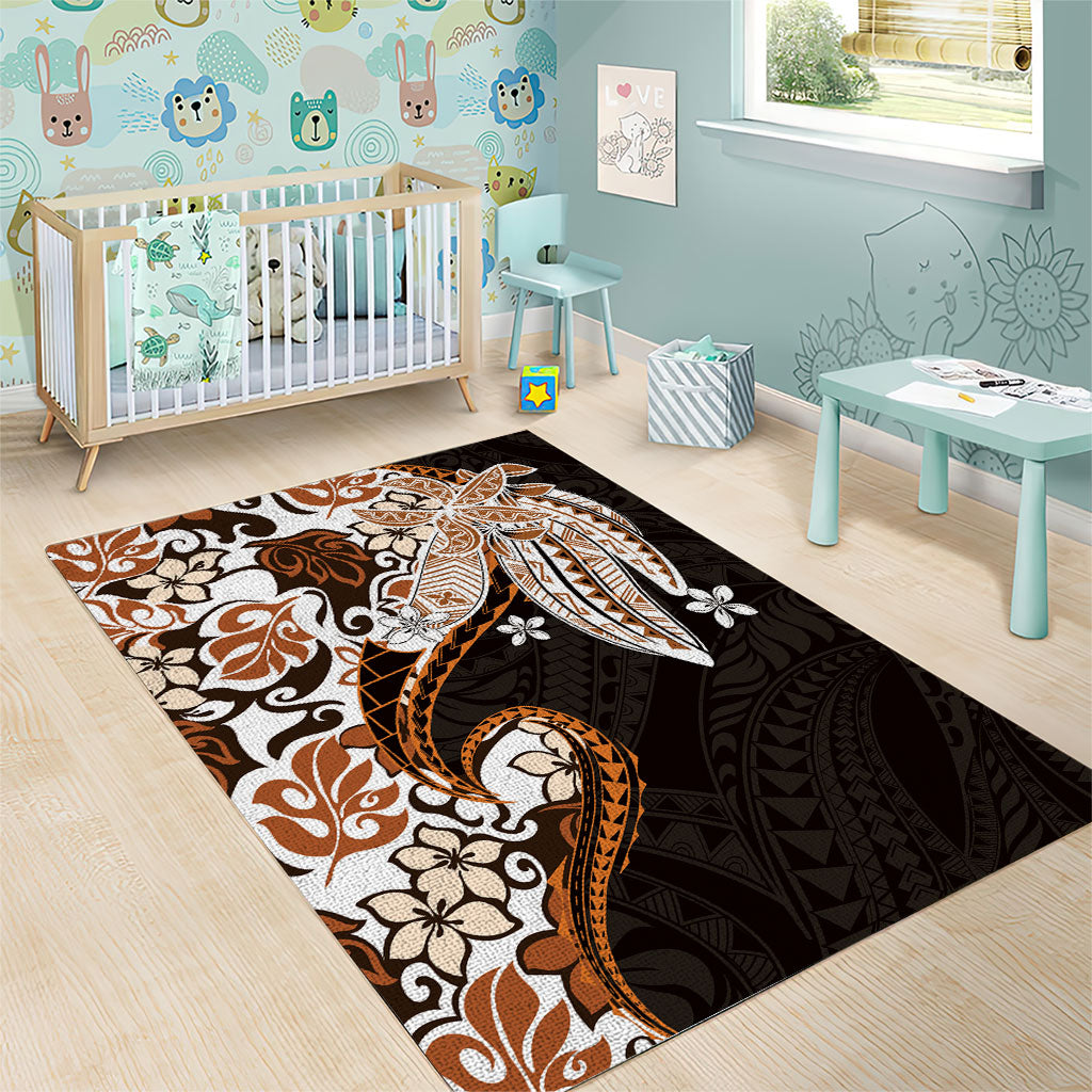 Monstera Plumeria Flowers Orange Area Rug Polynesian Pattern LT01 - Polynesian Pride