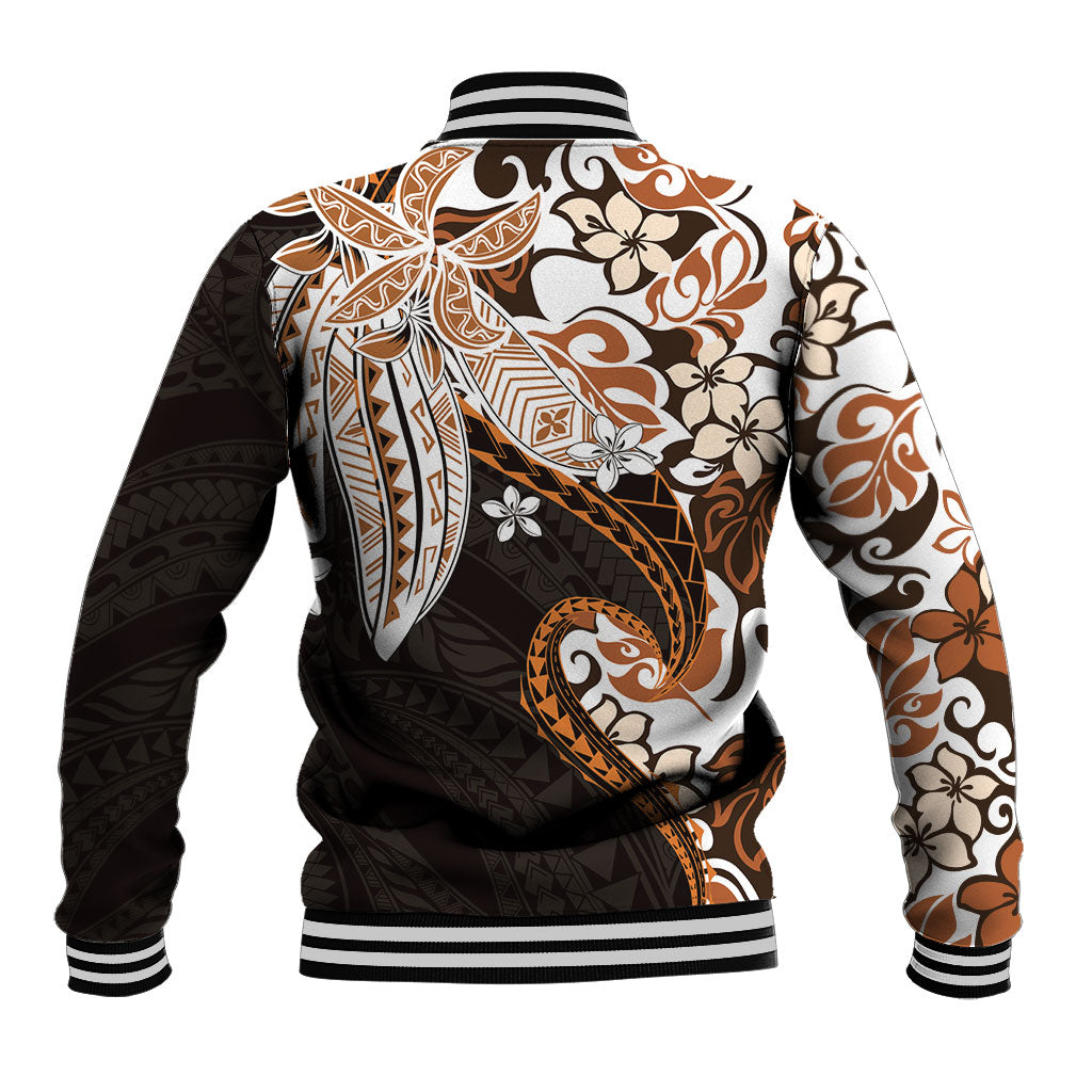 Monstera Plumeria Flowers Orange Baseball Jacket Polynesian Pattern LT01 - Polynesian Pride