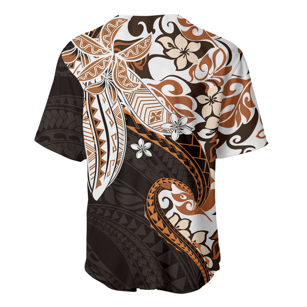 Monstera Plumeria Flowers Orange Baseball Jersey Polynesian Pattern LT01 - Polynesian Pride