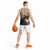 Monstera Plumeria Flowers Orange Basketball Jersey Polynesian Pattern LT01 - Polynesian Pride