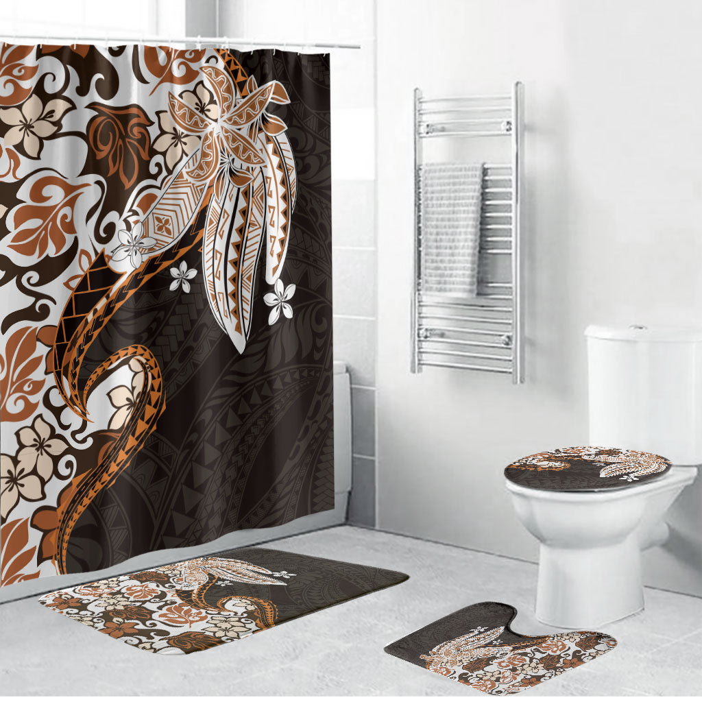 Monstera Plumeria Flowers Orange Bathroom Set Polynesian Pattern LT01 Bathroom Set (4 pcs) Orange - Polynesian Pride