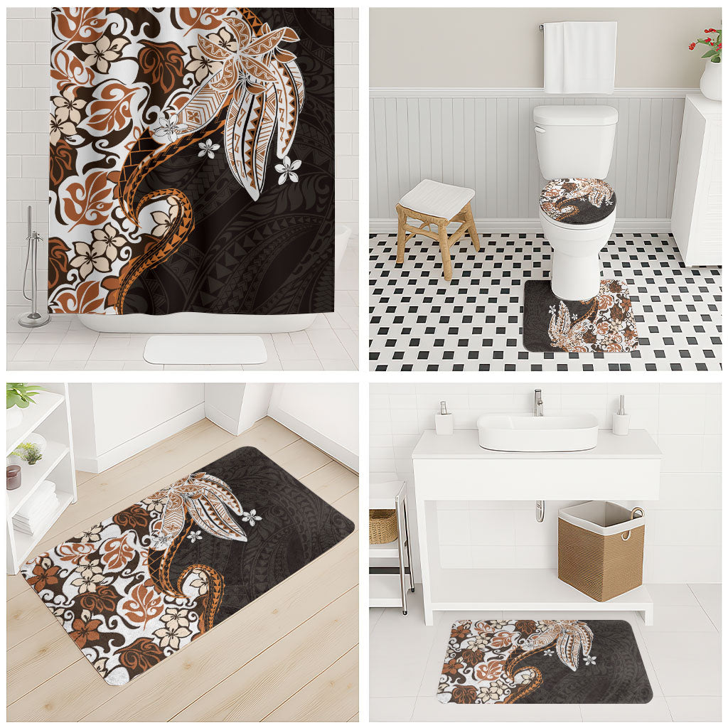 Monstera Plumeria Flowers Orange Bathroom Set Polynesian Pattern LT01 - Polynesian Pride
