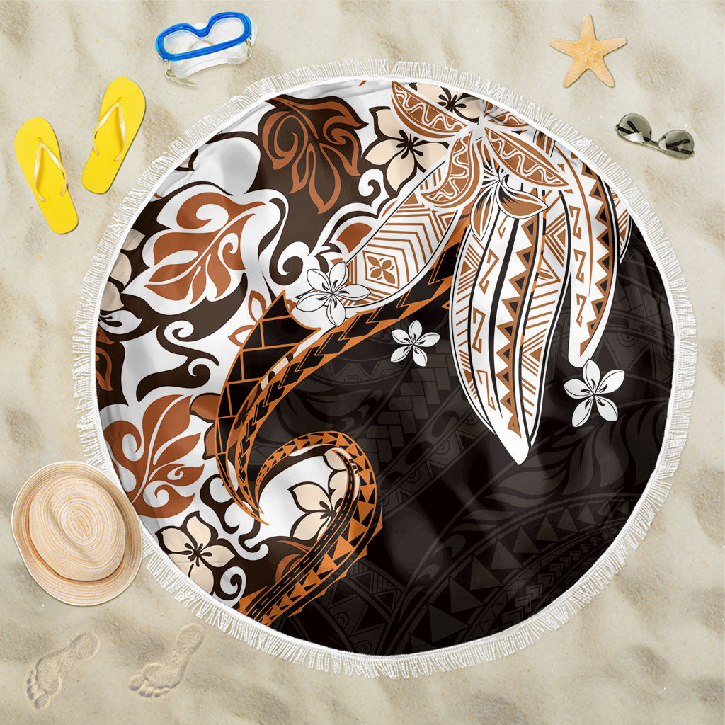 Monstera Plumeria Flowers Orange Beach Blanket Polynesian Pattern LT01 One Size 150cm Orange - Polynesian Pride