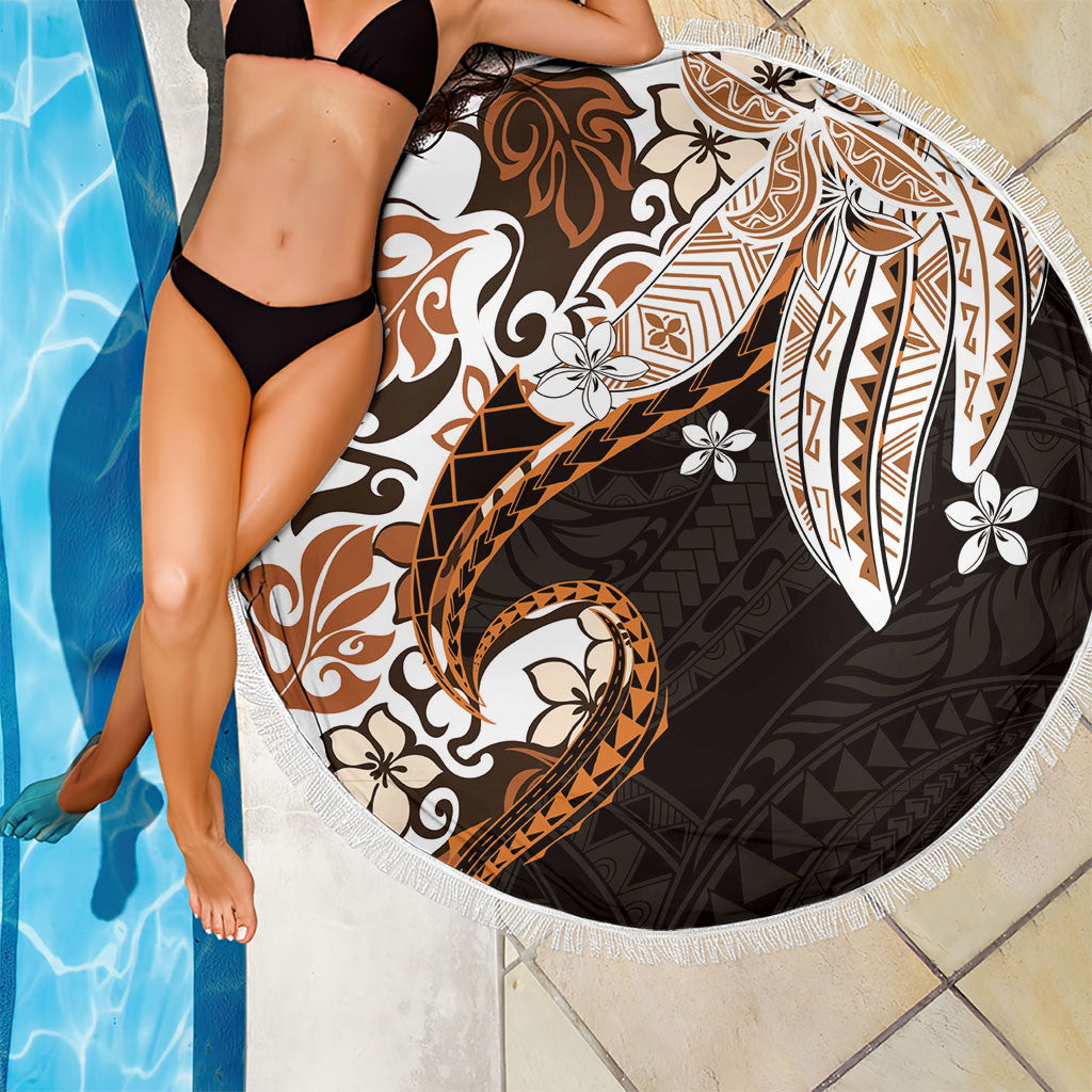 Monstera Plumeria Flowers Orange Beach Blanket Polynesian Pattern LT01 - Polynesian Pride
