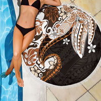 Monstera Plumeria Flowers Orange Beach Blanket Polynesian Pattern LT01 - Polynesian Pride