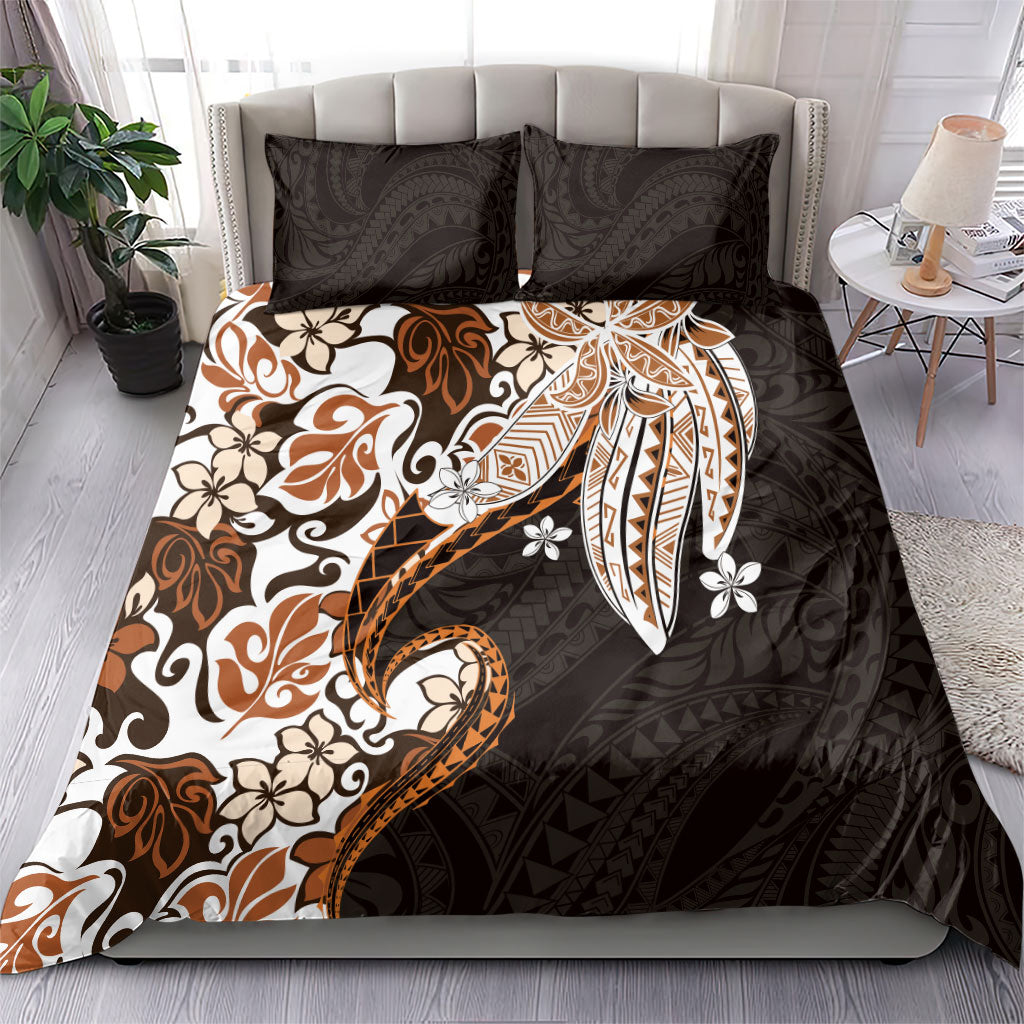 Monstera Plumeria Flowers Orange Bedding Set Polynesian Pattern LT01 - Polynesian Pride