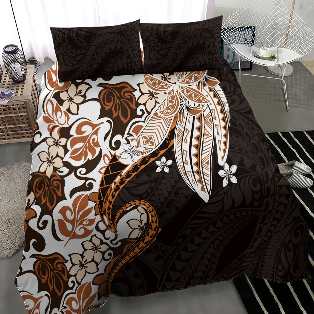 Monstera Plumeria Flowers Orange Bedding Set Polynesian Pattern LT01 - Polynesian Pride