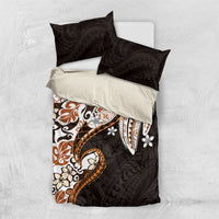Monstera Plumeria Flowers Orange Bedding Set Polynesian Pattern LT01 US Twin 172cm x 218cm Orange - Polynesian Pride