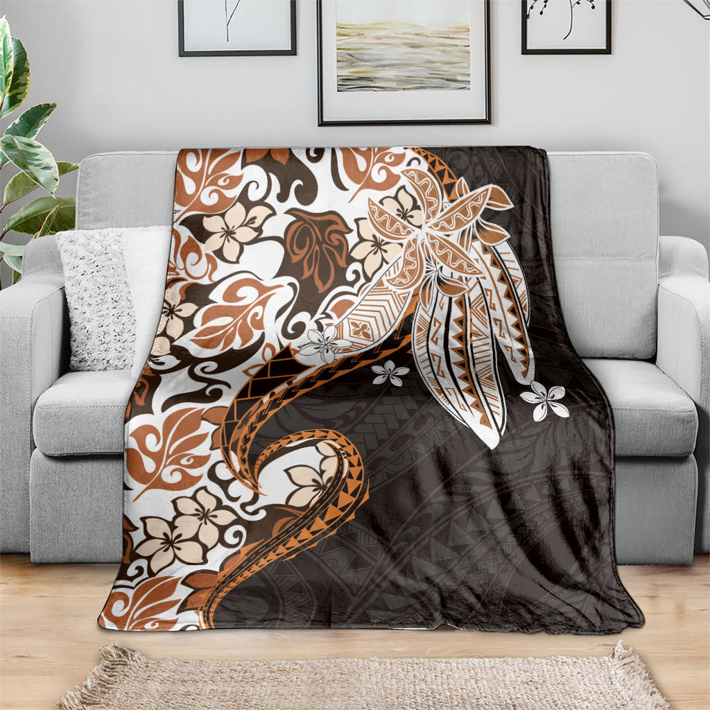 Monstera Plumeria Flowers Orange Blanket Polynesian Pattern LT01 - Polynesian Pride