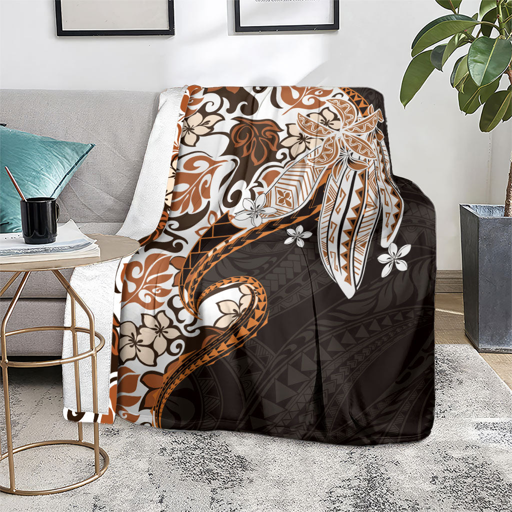 Monstera Plumeria Flowers Orange Blanket Polynesian Pattern LT01 - Polynesian Pride
