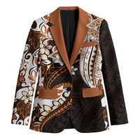 Monstera Plumeria Flowers Orange Blazer Polynesian Pattern LT01 Unisex Orange - Polynesian Pride