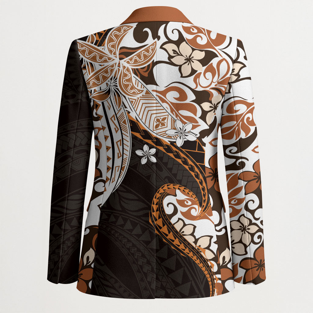 Monstera Plumeria Flowers Orange Blazer Polynesian Pattern LT01 - Polynesian Pride