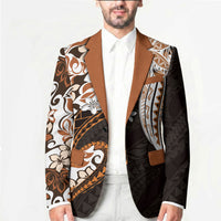 Monstera Plumeria Flowers Orange Blazer Polynesian Pattern LT01 - Polynesian Pride