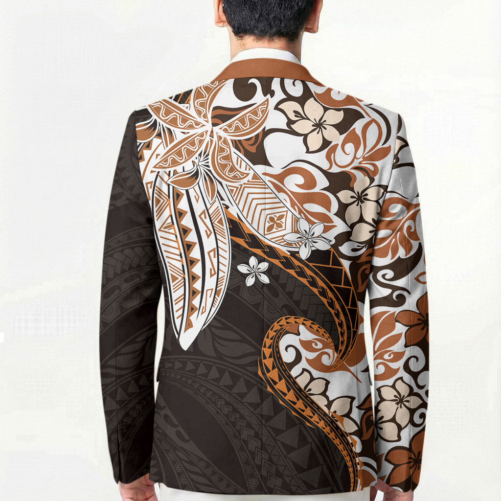 Monstera Plumeria Flowers Orange Blazer Polynesian Pattern LT01 - Polynesian Pride