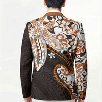 Monstera Plumeria Flowers Orange Blazer Polynesian Pattern LT01 - Polynesian Pride