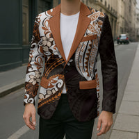 Monstera Plumeria Flowers Orange Blazer Polynesian Pattern LT01 - Polynesian Pride