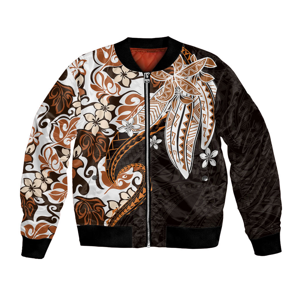 Monstera Plumeria Flowers Orange Bomber Jacket Polynesian Pattern LT01 Unisex Orange - Polynesian Pride