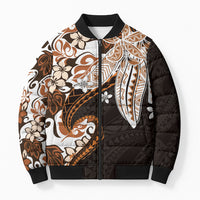Monstera Plumeria Flowers Orange Bomber Puffer Jacket Polynesian Pattern LT01 Unisex Orange - Polynesian Pride