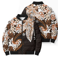Monstera Plumeria Flowers Orange Bomber Puffer Jacket Polynesian Pattern LT01 - Polynesian Pride