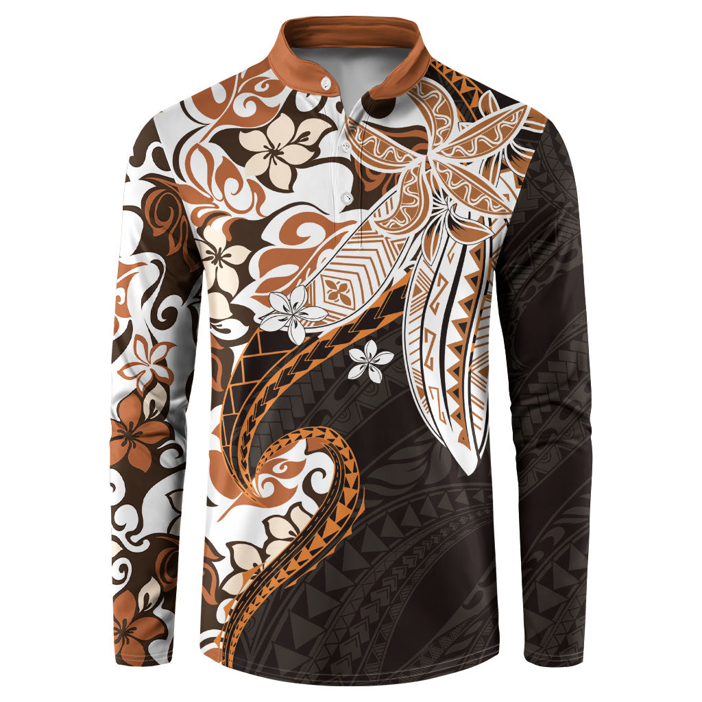 Monstera Plumeria Flowers Orange Button Sweatshirt Polynesian Pattern LT01 Orange - Polynesian Pride