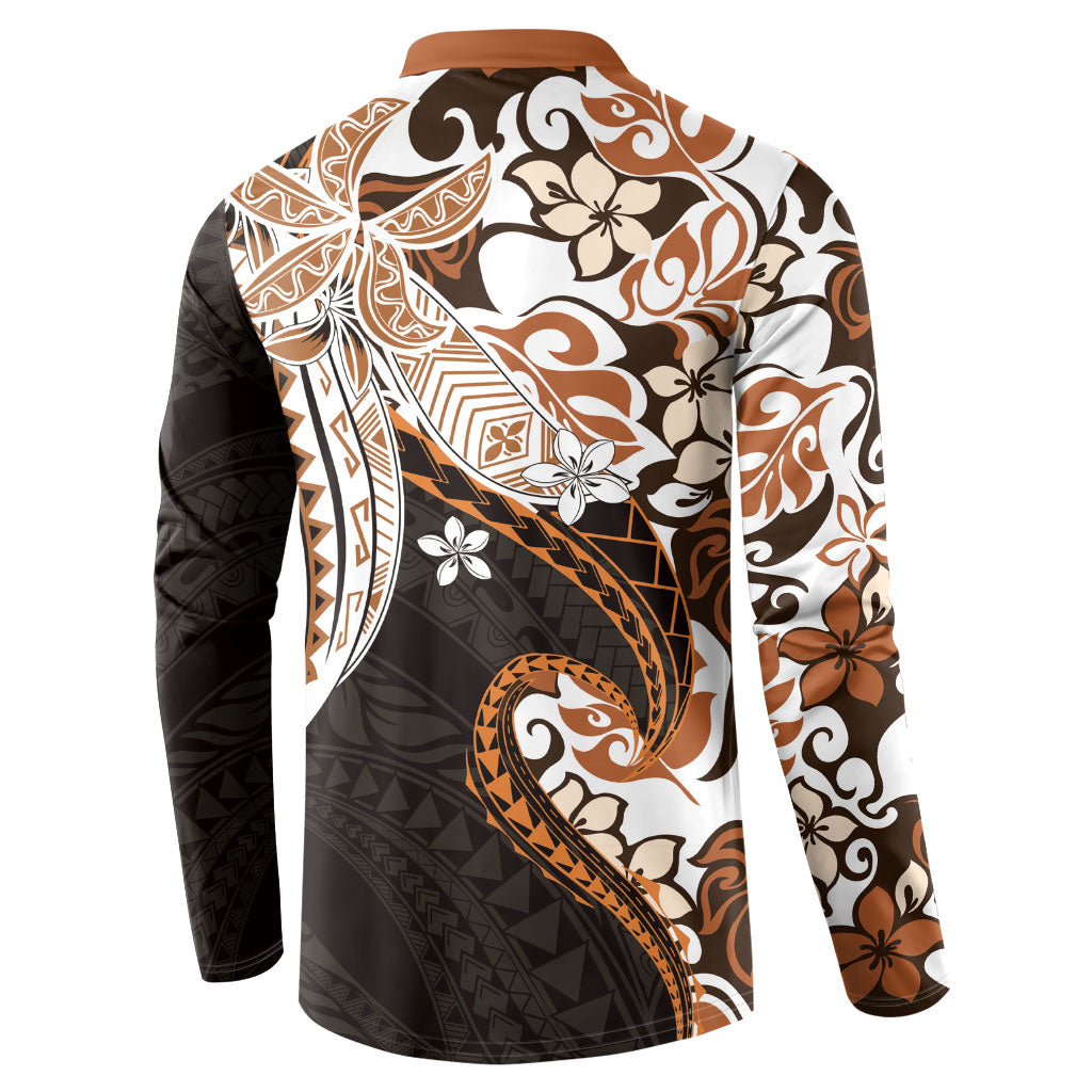 Monstera Plumeria Flowers Orange Button Sweatshirt Polynesian Pattern LT01 - Polynesian Pride