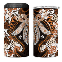 Monstera Plumeria Flowers Orange 4 in 1 Can Cooler Tumbler Polynesian Pattern LT01 One Size: 16 oz Orange - Polynesian Pride