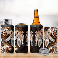 Monstera Plumeria Flowers Orange 4 in 1 Can Cooler Tumbler Polynesian Pattern LT01 - Polynesian Pride