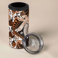 Monstera Plumeria Flowers Orange 4 in 1 Can Cooler Tumbler Polynesian Pattern LT01 - Polynesian Pride