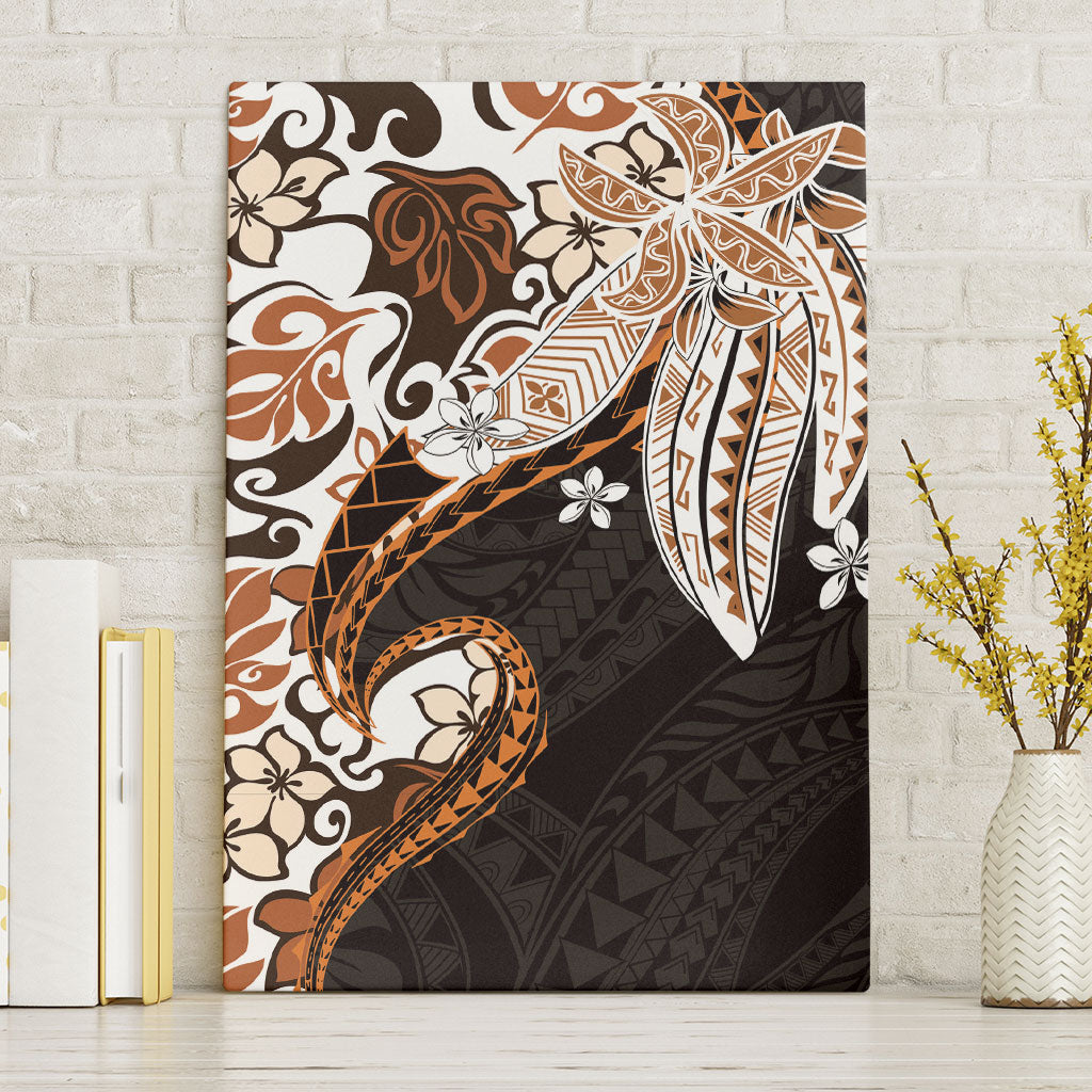 Monstera Plumeria Flowers Orange Canvas Wall Art Polynesian Pattern LT01 Without Frame Orange - Polynesian Pride