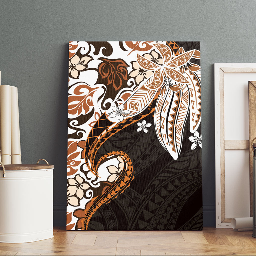 Monstera Plumeria Flowers Orange Canvas Wall Art Polynesian Pattern LT01 - Polynesian Pride