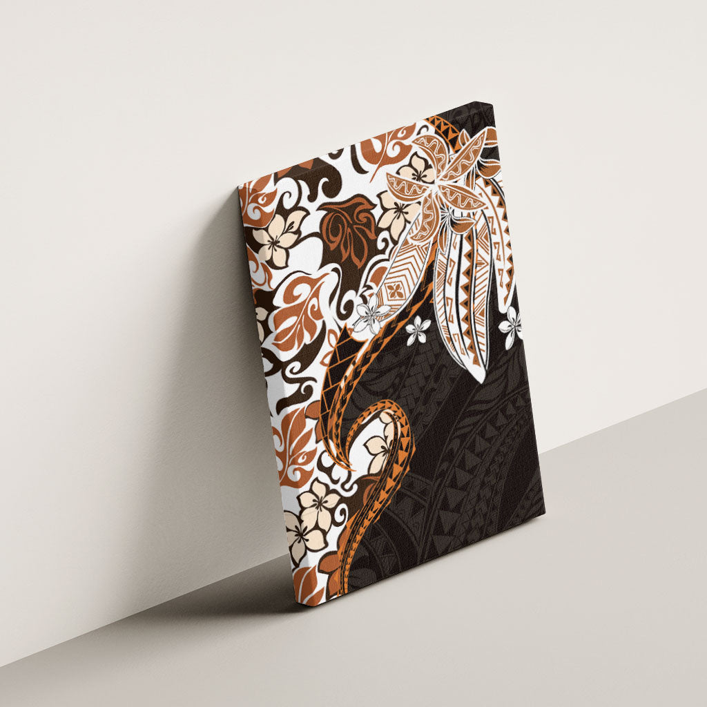 Monstera Plumeria Flowers Orange Canvas Wall Art Polynesian Pattern LT01 - Polynesian Pride