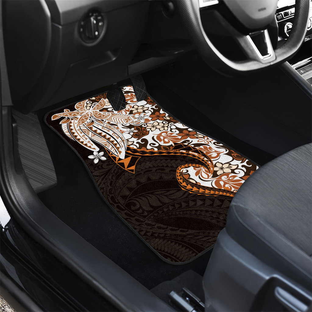 Monstera Plumeria Flowers Orange Car Mats Polynesian Pattern LT01 - Polynesian Pride