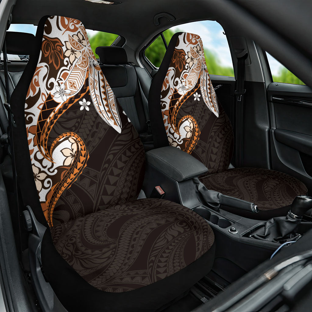 Monstera Plumeria Flowers Orange Car Seat Cover Polynesian Pattern LT01 One Size Orange - Polynesian Pride