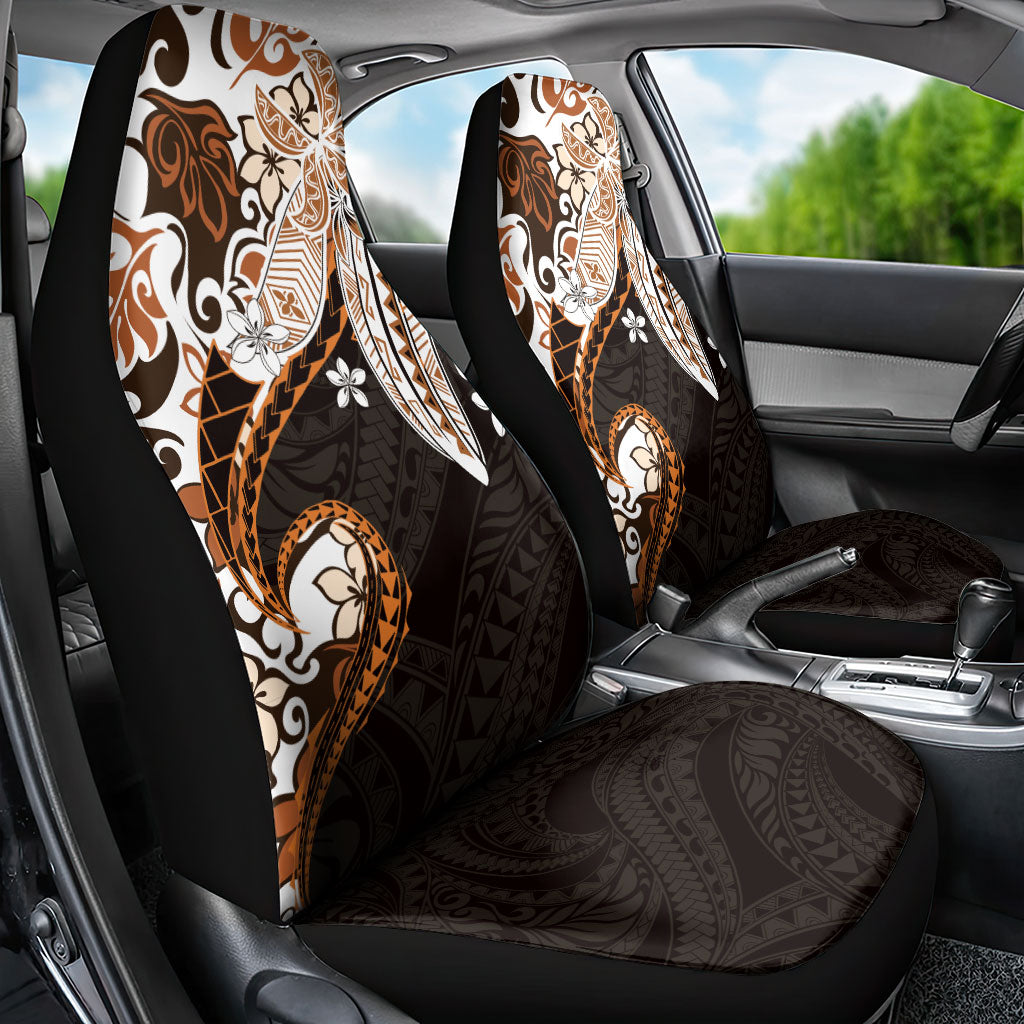 Monstera Plumeria Flowers Orange Car Seat Cover Polynesian Pattern LT01 - Polynesian Pride