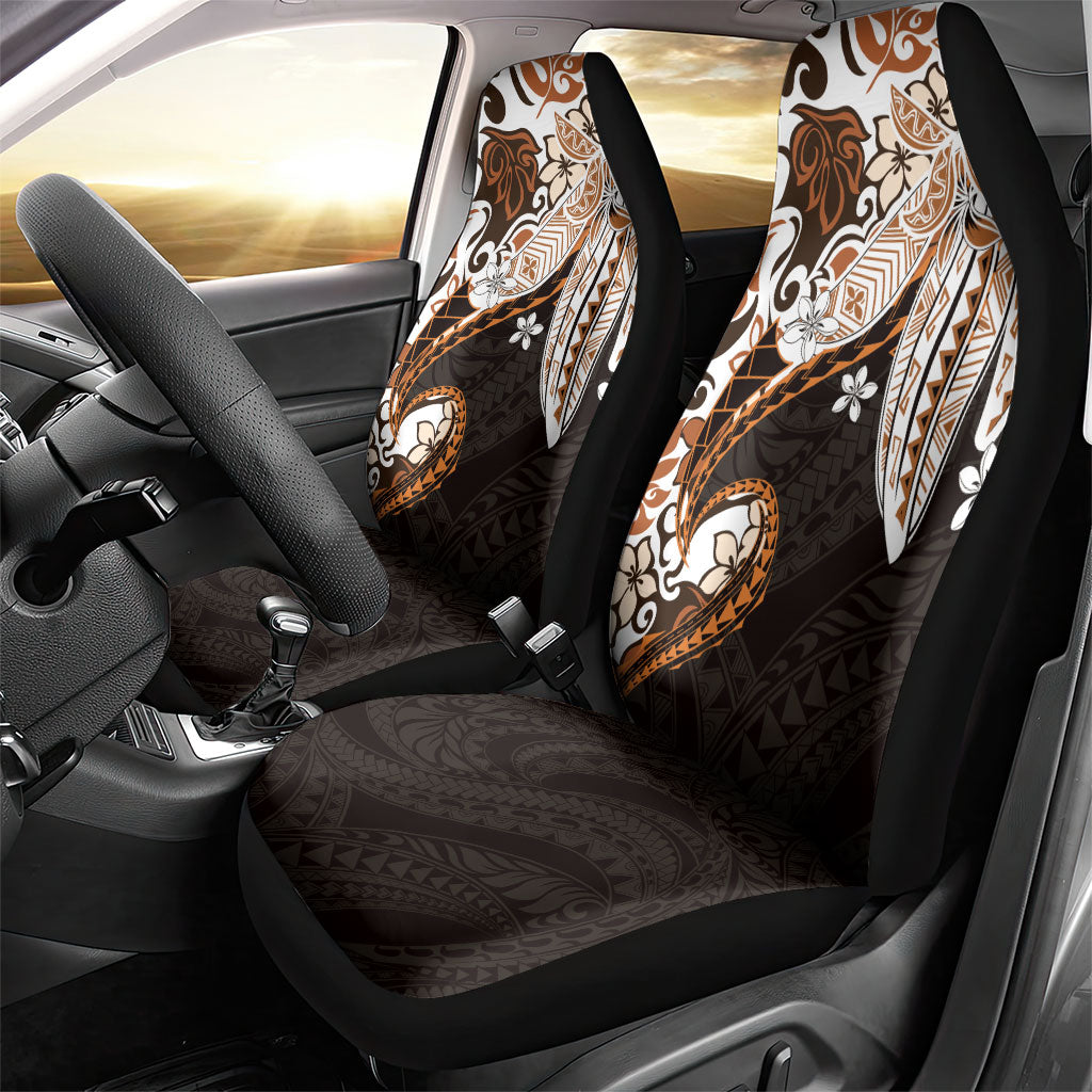 Monstera Plumeria Flowers Orange Car Seat Cover Polynesian Pattern LT01 - Polynesian Pride