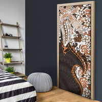Monstera Plumeria Flowers Orange Door Cover Polynesian Pattern LT01 - Polynesian Pride